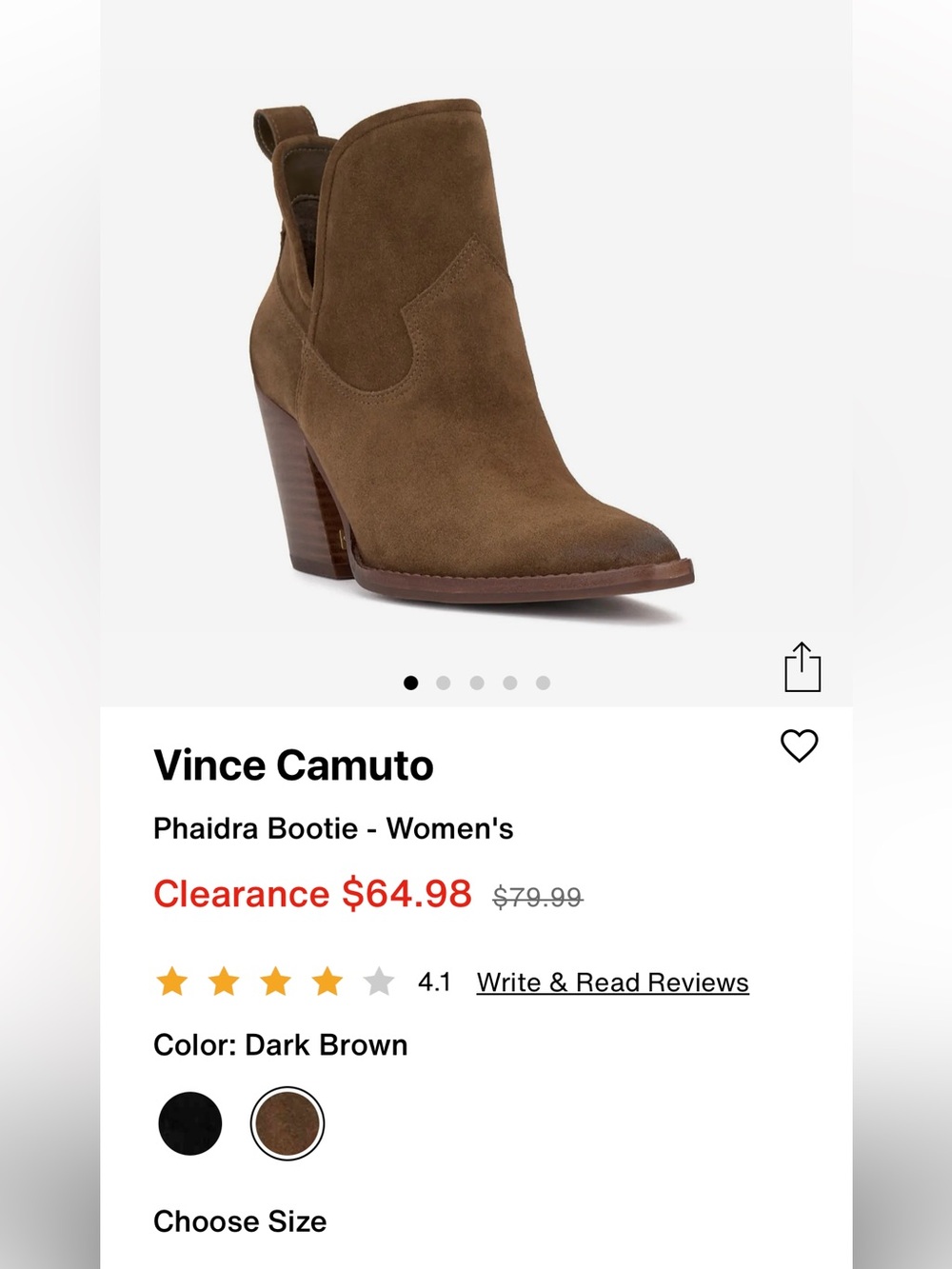 Vince Camuto Phaidra Suede Ankle Boot in Dark Brown
